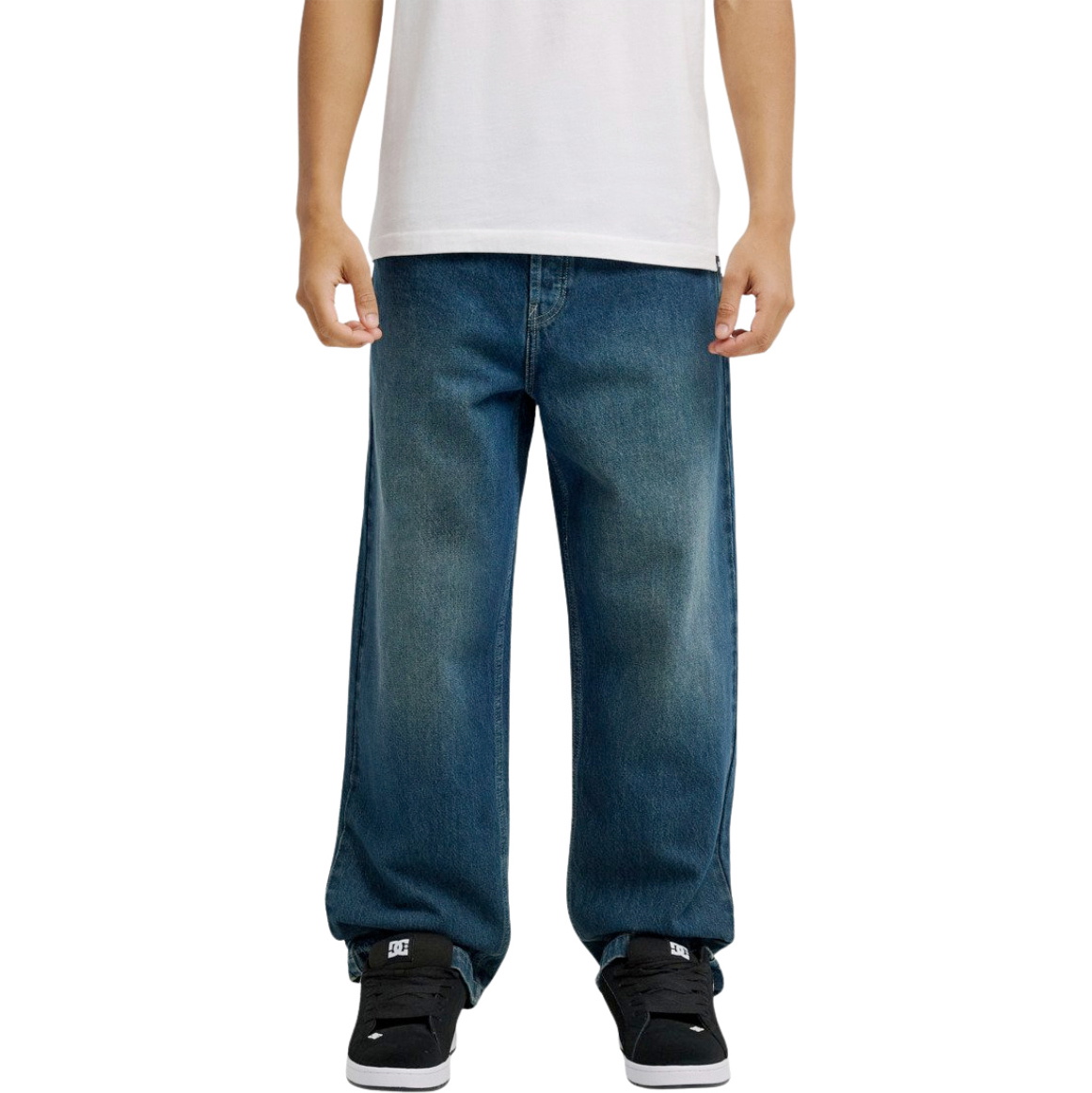2026 DC Shoes Mens Worker Baggy Denim Double That Denim Trousers EDYDP03433 - Dark Denim